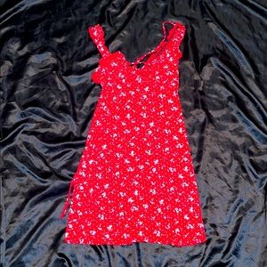 Red floral dress